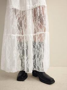 Easelle Pastal Lace Elastic Waist Skirt For Women, Flower Summer Boho Girlisim Picnic Holiday Festival,Casual Long Western Country Concert Music Golf - White - View 7