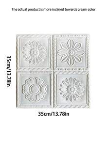1片装自粘3D泡沫墙板防水可移除自粘墙纸，适用于客厅、卧室、厨房、洗衣房、壁炉、电视墙等家居装修装饰，春季装饰生日毕业礼物 - 白色 - 查看 4