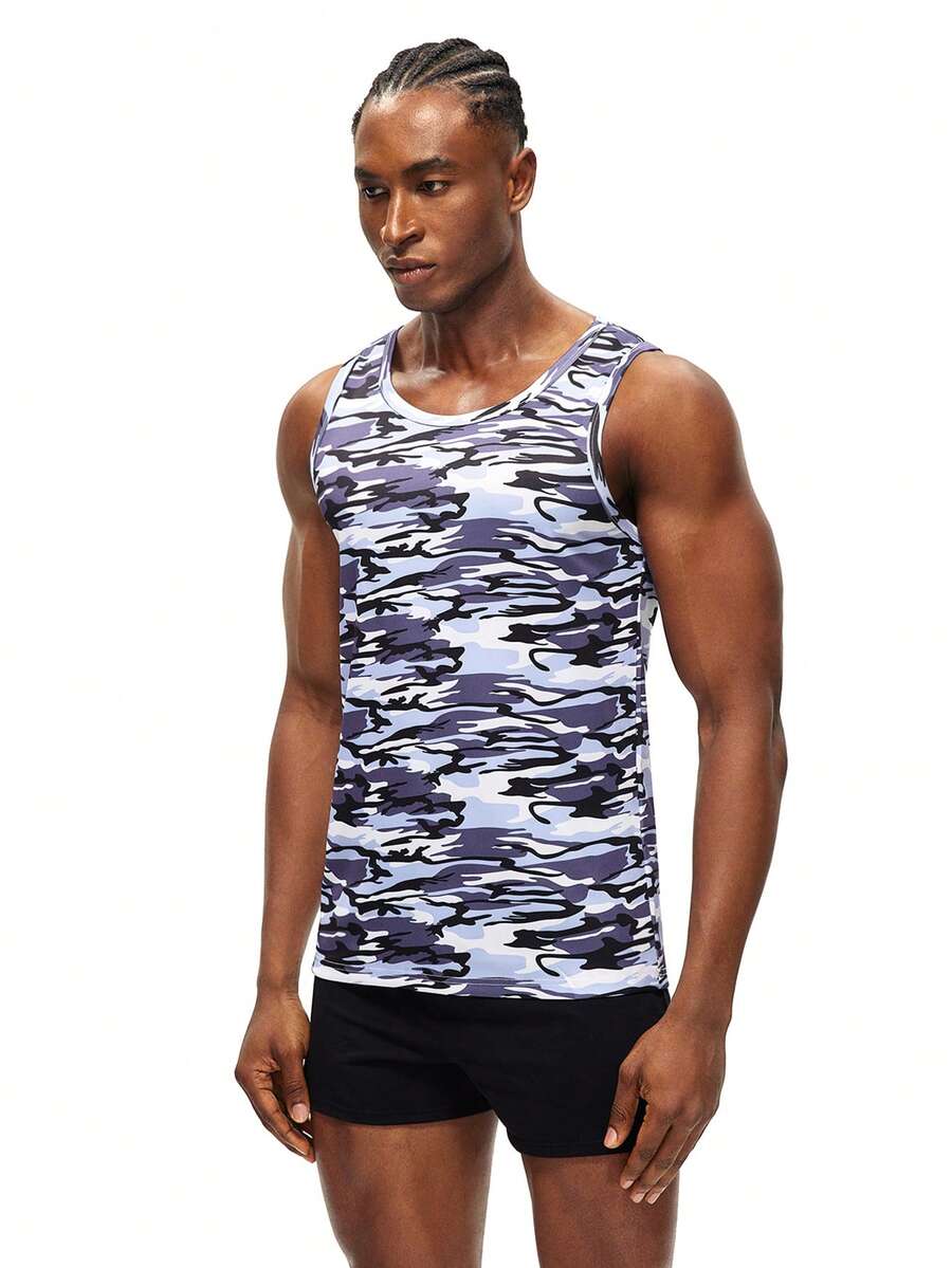 Rest Era Men's Crew Neck Camouflage Tank Top - Multicolor - View 1