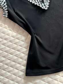 Glimmora Women's Plaid Petal Sleeve Casual 2 In 1 Top - Multicolor - View 3