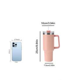1 pieza Botella de agua deportiva de acero inoxidable de doble pared con aislamiento al vacío de 1200ML, para uso en exteriores/automóvil, con 1 pajita de PP. Disponible por separado: cepillo para botellas, pajita, alfombrilla de silicona, tapa para pajita y accesorios de llavero a juego - Multicolor - Ver 6