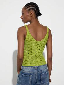 Áo Cami dệt kim cổ chữ V khoét lỗ cài nút phía trước MAIJA Vacation - màu xanh lá - Xem 5