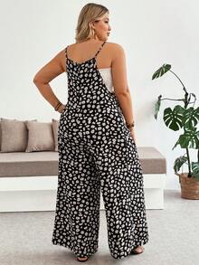 Plussiva Plus Size Maternity Jumpsuit For Summer Black Floral Jumpsuit-Comfortable And Casual Vacation Style All-Over Print Daily Wear Maternity - Black - View 2