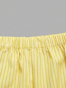 SHEIN Tween Girl Striped Camisole And Pants Set, Yellow - Yellow - View 6