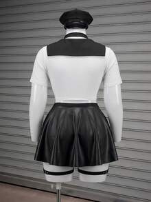 Fantasy Costume Fantasy Costume 6件套领带、领结、涂层皮革性感内衣套装 - 黑與白 - 查看 2