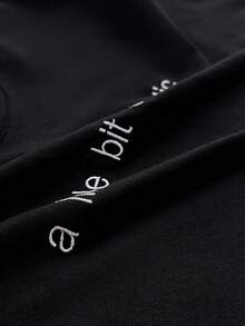 SHEIN 2 Pcs,Embroidery Minimal ''Los Angeles'' Inspired Cotton Street Casual Set - Black - View 6