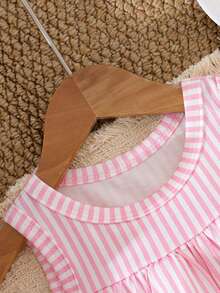 SHEIN Playful Pals Baby Girls' Cute Rabbit Element Sleeveless Dress, Fashion New Arrival Spring/Summer - Pink - View 4