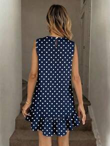 Easowa Women's Printed Mini Dress, Suitable For Spring And Summer,Summer Dresses For Women - Navy Blue - View 2