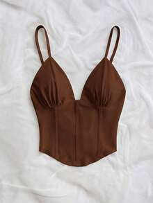 Soleia Áo hai dây màu đỏ dệt kim cổ chữ V, dây mảnh, hở lưng, thích hợp cho hẹn hò, phong cách Bohemian, Boho, đi nghỉ mát, mùa thu, trang phục nữ, vintage, lễ hội. - Cà phê nâu - Xem 6