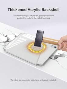 1 Bao da máy tính bảng chống trầy xước, tương thích với khe cắm bút chì tích hợp, nắp gập xoay 360 độ, chống sốc cao cấp, hỗ trợ tự động bật/tắt màn hình và góc nhìn linh hoạt - Màu xám nhạt - Màu Xám nhạt - Xem 12