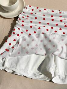 Nuevo 2026  Minifalda de línea A fruncida con lunares de verano - Multicolor 2 - Ver 5
