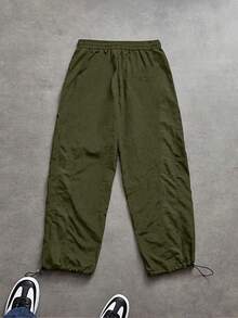 Sport MetroGents 男士撞色滚边抽绳腰斜插口袋运动裤 - 軍綠色 - 查看 2