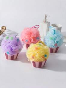 Zazumi 1Pc/4Pcs Bath Ball For Bathing, Scrubbing, Foaming, Home Bathroom Washing, Cute Cartoon Girl Style, Soft And Durable, Not Easy To Fall Apart, Popular Rainbow-Shaped Bubble Bath Sponge - Multicolor - View 4