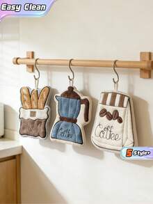 Joivida 1Pc/4Pcs Cleaning Cloth Is Made Of Thick And Soft Coral Velvet Fabric For Daily Use In The Kitchen, Bathroom And Home. It Features Exquisite Embroidery And A Creative Baguette Shape. It Absorbs Water Quickly, Dries Quickly Without Shedding, Is Skin-Friendly And Durable, And Is Specially Designed For Home Wiping - Multicolor - View 5