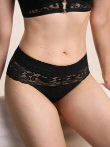 SHEIN Lace Triangle Panties For Women Lingerie - Black - View 3