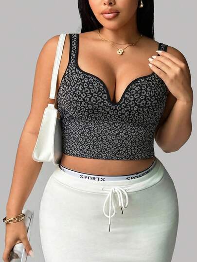 Rhythm Era 大码女士豹纹日常健身运动文胸