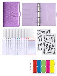 1 Set Waterproof Zippered PU Leather Heart Shape Cash Envelope Budget Binder With 8 Envelopes 12 Budget Cards 2 English Labels 10 Colored Stickers Savings Organizer Accounting Notebook Money Management Financial Planner For Women Valentine Day Gift Personal Finance Binder - one-size - View 5