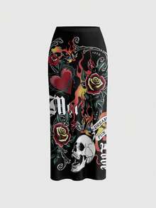 Grunge Punk Váy dự tiệc nhạc Punk Rock xẻ cao, kiểu Trung Quốc mới, gợi cảm dành cho nữ, thích hợp cho lễ hội âm nhạc. - màu đen - Xem 1