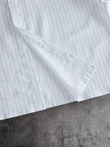 AXEPEAK 男士字母条纹短袖单排扣休闲衬衫 - 彩色 - 查看 5