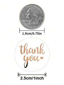 1 Roll (500pcs) Rose Gold Foil Thank You Stickers, For Box, Bouquet, Cup, Gift, Party Decoration - Gold - View 5