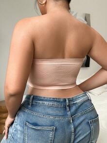 Comfortable Seamless Front-Closure Plus Size Bandeau Bra - Pink - View 2