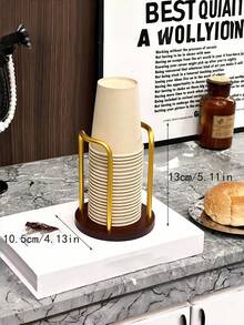 1 pieza Soporte de madera multifuncional para tazas y vasos, organizador y estante de almacenamiento para tazas de café y té, color marrón rústico, antideslizante, para mostrador de cocina, estación de café, decoración del hogar y uso diario - Multicolor - Ver 14