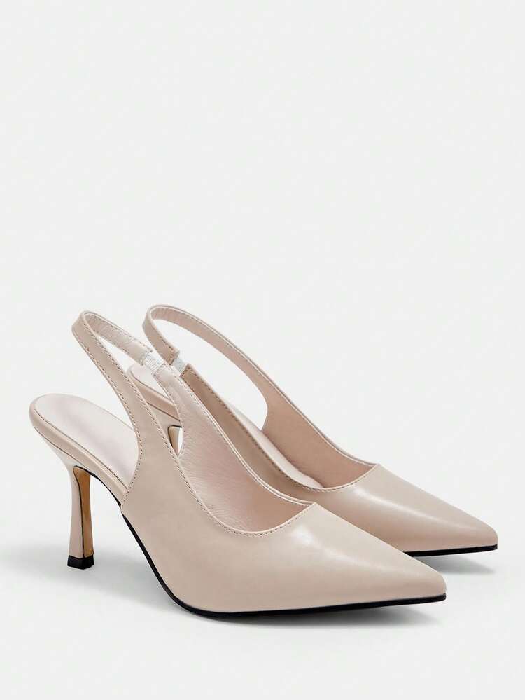 CUCCOO CURVES Women Shoes Fattened Spring And Summer New Pointed Thin Simple Temperament Sexy Beige High Heel Shoes Sticking Shoes Daily Commuting Elegant Wear Fattened Women's Shoes