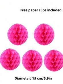 Conjunto de 5 bolas de flores de papel em formato de favo de mel, flores de tecido coloridas para pendurar, artesanato em papel para casamento, aniversário, decoração de casa e festas. - Multicolor - Ver 6