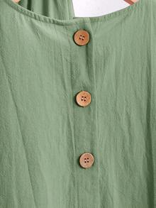 SHEIN 两件套少女休闲百搭套装，舒适荷叶边圆领上衣搭配宽松梭织长裤，杏色，适合居家、运动、度假、郊游、聚会、购物、上学、返校季等场合。 - 薄荷綠 - 查看 4