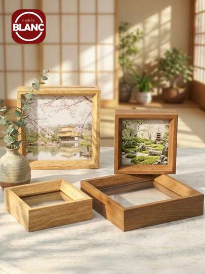 Madebyblanc 1 PC Double Sided Transparent Wood Photo Frame For Art Display Specimen Exhibition Living Room Bedroom Office Desk Tabletop Decoration Valentine S Day Gift Home Wall Decor