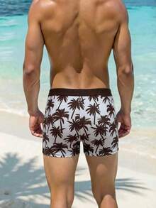 Surfspeed Men's Tropical Coconut Tree Print Drawstring Waist Casual Beach Holiday Pool Party Vacation White Summer Swim Trunks,Bathing Board Shorts Swimwear - Multicolor - View 2
