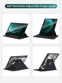 Ốp bảo vệ siêu mỏng xoay được DANYCASE tương thích với Apple Galaxy Tab S9 FE+ S9+ 12.4", S9 S9FE A8 S7+ S8+ S7FE S7 S8 S6lite, có khe cắm bút, chống sốc, mặt lưng trong suốt. - màu đen - Xem 4