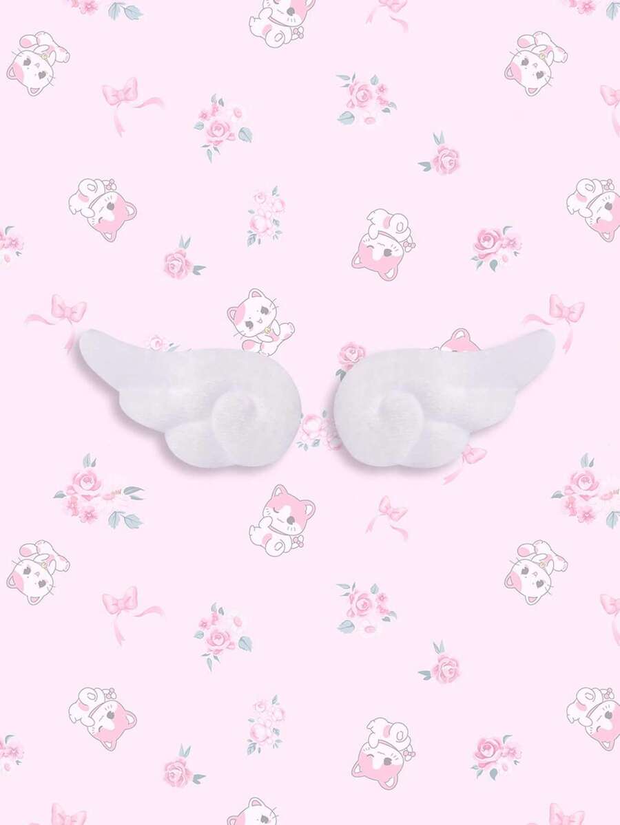 ROMWE Kawaii 2pcs Wing Decor Hair Clip Cute Valentines Claw Clips Hair Claws Hair Barrettes - White - View 1