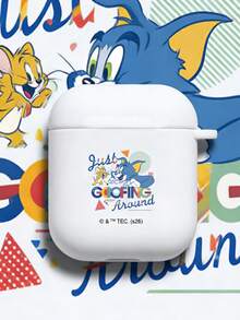 TOM & JERRY X SHEIN Ốp tai nghe Tom và Jerry dễ thương dành cho AirPods, bảo vệ toàn diện, chống sốc, vỏ mềm. - trắng - Xem 3