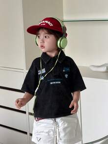 Hapijoa 男婴休闲二合一拼接长袖上衣 - 黑色 - 查看 4