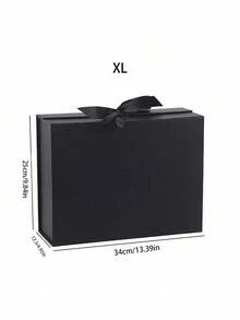 1 pieza Caja de regalo plegable de una sola pieza de cartón duro con lazo, elegante y resistente, decorativa para cumpleaños, vacaciones, cosméticos, fiestas, regalos, envoltura y almacenamiento en el hogar - Negro - Ver 7