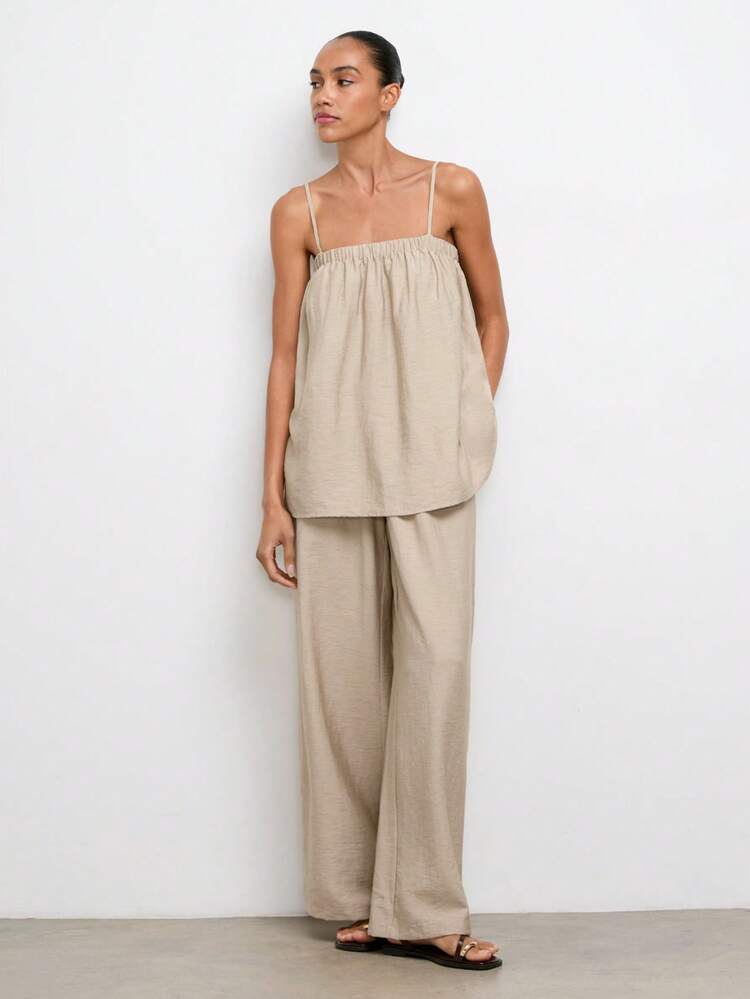 SHEIN Maija Women's Summer Casual Solid Color Camisole And Pants 2 Pieces Set