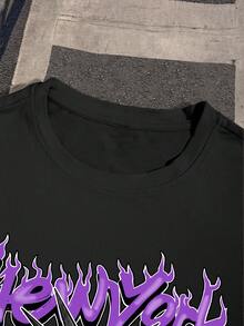 1pc camiseta  Set de  de camiseta de manga corta con cuello redondo y gráfico de letra casual y shorts para hombre, para verano 6NBN - Blanco - Ver 3