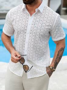 VENTUSAIL Áo sơ mi nam tay ngắn, áo sơ mi thường ngày thoáng mát thích hợp cho kỳ nghỉ. - trắng - Xem 5