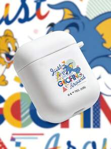 TOM & JERRY X SHEIN Ốp tai nghe Tom và Jerry dễ thương dành cho AirPods, bảo vệ toàn diện, chống sốc, vỏ mềm. - trắng - Xem 2