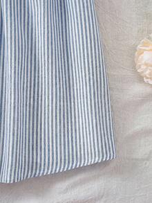 SHEIN Baby Girl Blue & White Striped Backless Tie Strap Dress - Blue and White - View 5