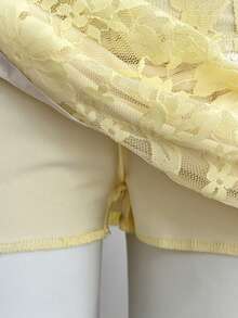 Elamini Chân váy ren hoa buộc dây bên hông dành cho nữ - Màu vàng - Xem 5