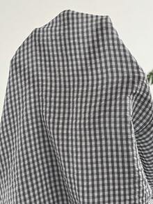 SHEIN 大码孕妇格子纽扣设计休闲吊带裙 - 灰色 - 查看 5