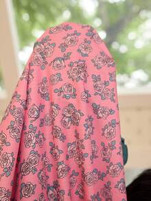 Elorette Plus Size Women's Floral Print PJS, Decorated With Ruffle Trim And Pockets, Suitable For Indoor And Outdoor Wear - Pink - View 7