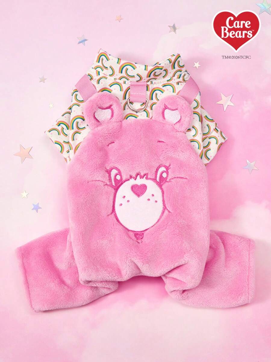 Care Bears X PETSIN 1 bộ quần áo cho thú cưng, áo liền quần dày dặn ấm áp mùa thu đông hình gấu bông thêu, có vòng chữ D để cố định, thích hợp cho mèo và chó. - Hồng - Xem 1