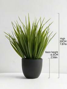 1Pc Green Artificial Small Potted Simulation Plant Potted Plastic Artificial Potted Mini Faux Plant In Black Pot Suitable For Home Indoor Office Dining Table Farmhouse Courtyard Bathroom Decoration - Black - View 10