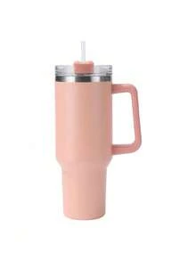 1 pieza Botella de agua deportiva de acero inoxidable de doble pared con aislamiento al vacío de 1200ML, para uso en exteriores/automóvil, con 1 pajita de PP. Disponible por separado: cepillo para botellas, pajita, alfombrilla de silicona, tapa para pajita y accesorios de llavero a juego - Multicolor - Ver 14