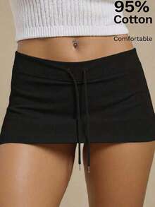 Zyxie Pantalón falda casual de mujer, cómodo de algodón - Negro - Ver 1