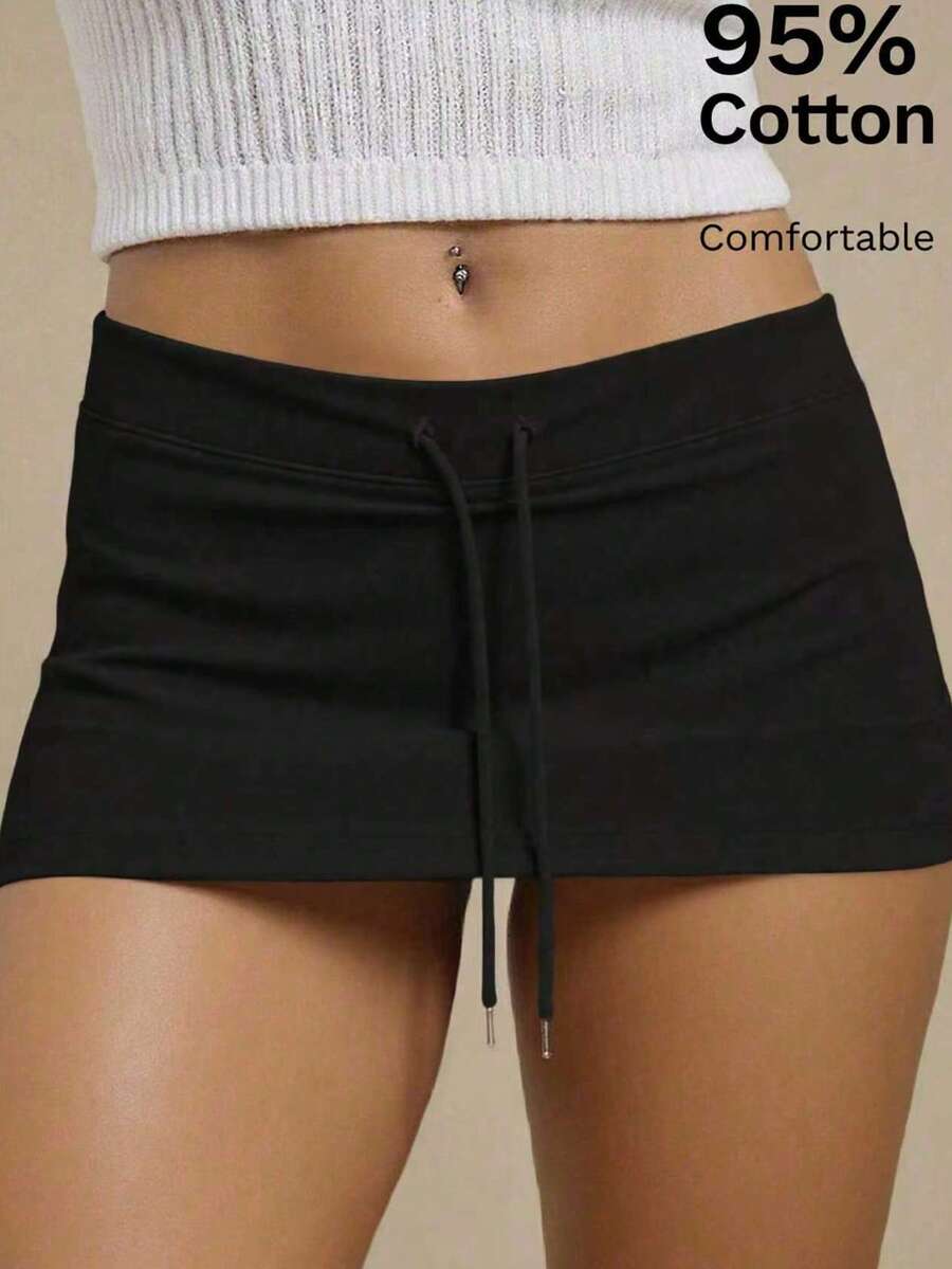Zyxie Pantalón falda casual de mujer, cómodo de algodón - Negro - Ver 1