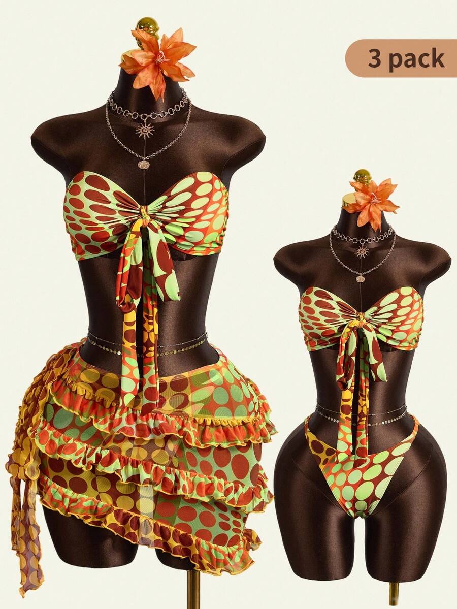 Zestiva Bộ bikini quây ngực in họa tiết tie-dye gợi cảm của Basics dành cho nữ. - Nhiều màu - Xem 1